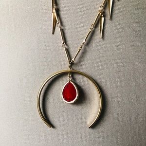 Gold and Red Stoned Necklace